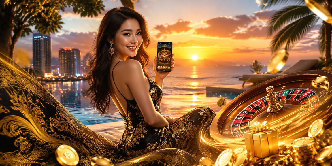 Người mẫu áo dài tại Đà Nẵng bên bàn roulette phong cách giải trí